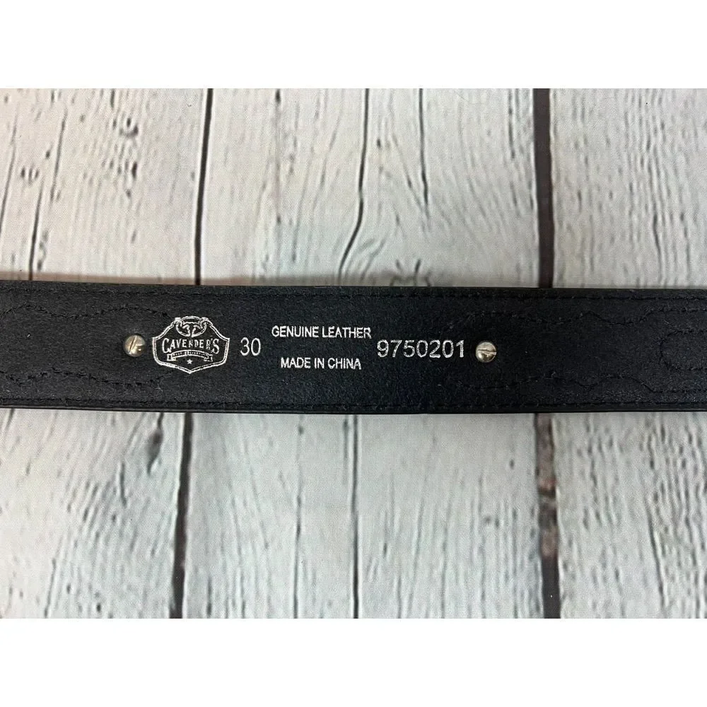 CAVENDER'S black brown embroidered southwestern aztec leather belt size 30 NWOT
